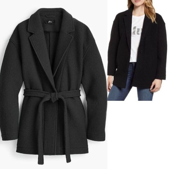 J. Crew Jackets & Blazers - J. Crew Camille Italian Boiled Wool Single Breasted Wrap Coat J487 Black